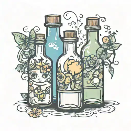 three cute little bottles  tattoo design idea