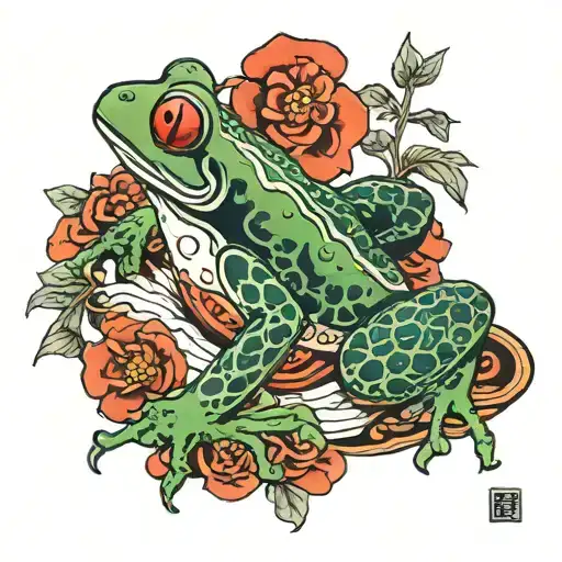 japanese frog tattoo design idea