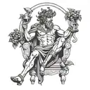 Young Greek god of wine Dionysus full-length with legs tattoo sketch black white outline tattoo design idea