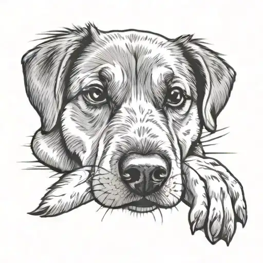 dog nose above dog paw tattoo design idea