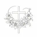Cross with flowers and the number 224 tattoo design idea