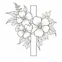 Cross with flowers and the number 224 tattoo design idea