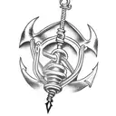 ship bottle anchor  tattoo design idea