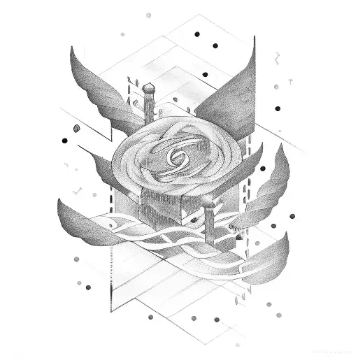 A dotwork tattoo of paramore lyrics intertwined with a running track tattoo design idea