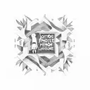 A dotwork tattoo of paramore lyrics intertwined with a running track tattoo design idea