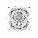 A dotwork tattoo of paramore lyrics intertwined with a running track tattoo design idea