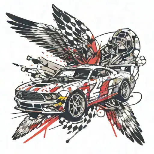 dad, racecar, wings,rip tattoo design idea