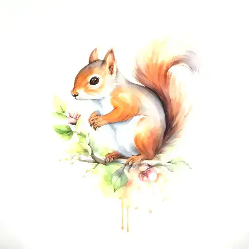 squirrel and robin tattoo design idea