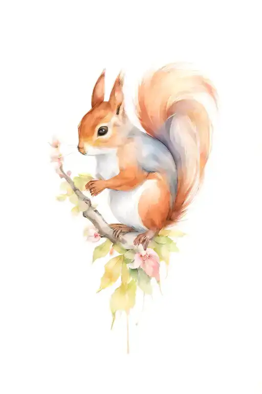 robin and squirrel playing together tattoo design idea