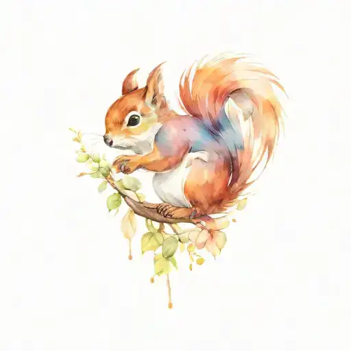 squirrel and robin tattoo design idea