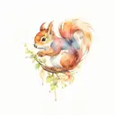 squirrel and robin tattoo design idea