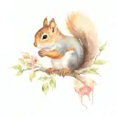 squirrel and robin tattoo design idea