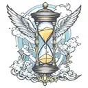 hourglass with dove and rays of light shining through clouds  tattoo design idea