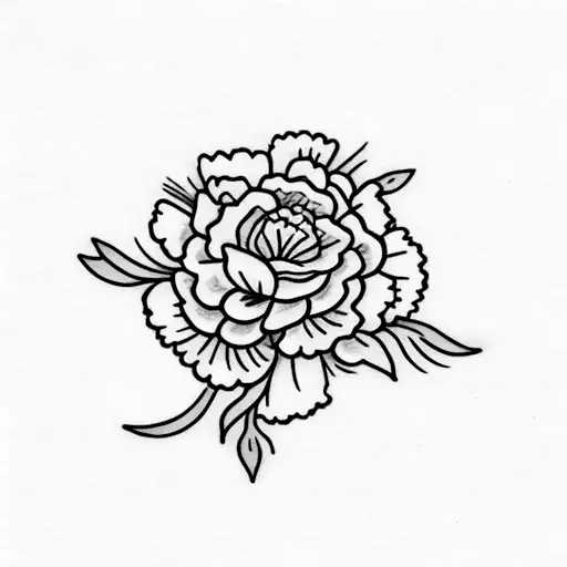 dainty cross with carnations tattoo design idea