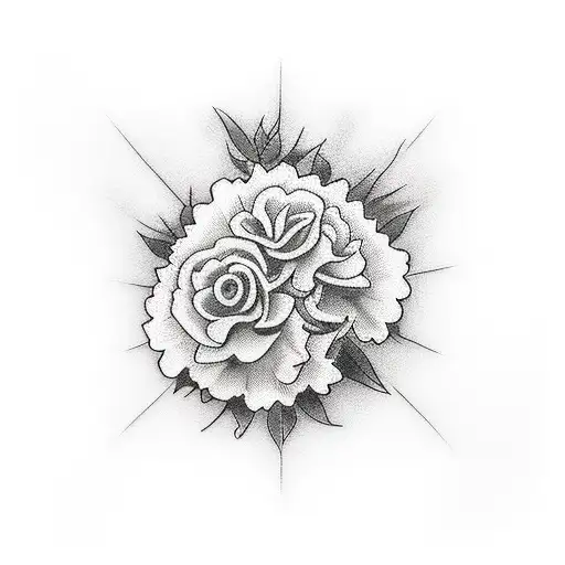 dainty cross with carnations and words "john 3:16" tattoo design idea