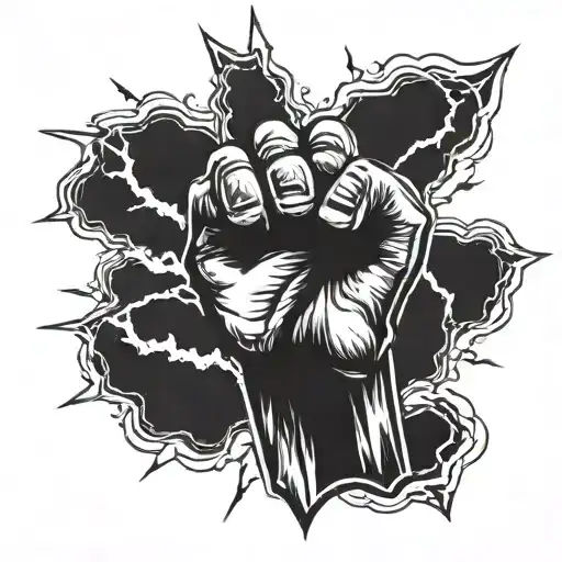 Lightning Bolt with a warriors fist tattoo design idea