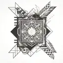 lines abow and below elbow that add feathers on the corners add a mystery warrior in the middel and a cross tattoo design idea