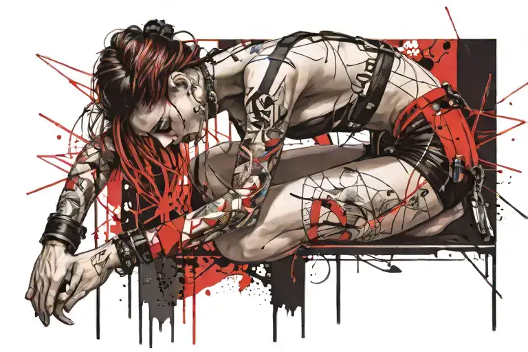 woman in bondage tattoo design idea