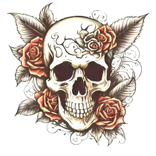scull roses money  tattoo design idea