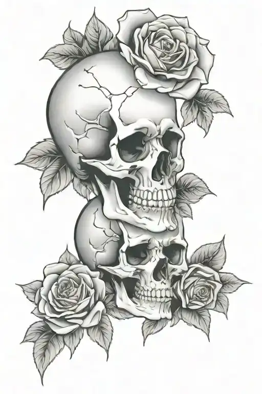 scull roses tattoo design idea