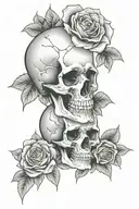 scull roses tattoo design idea
