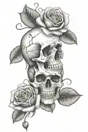 scull roses tattoo design idea