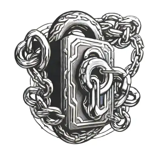 lock and chain link tattoo design idea