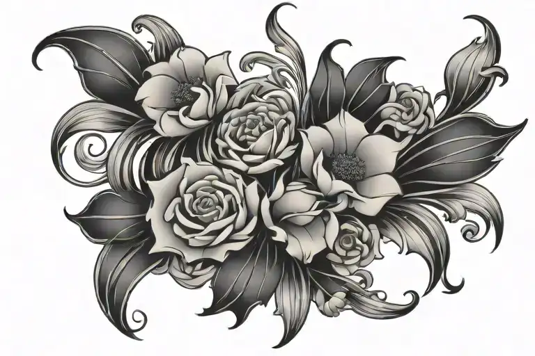 art nouveau patterns with a floral tattoo design idea