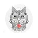 cat symmetrical  full chest piece tattoo design idea