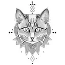 cat symmetrical  full chest piece tattoo design idea
