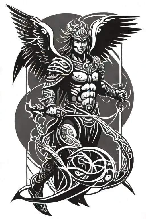 Warrior Angel tattoo design idea