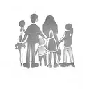A Outline of a father and his two children holding hands, showcasing the importance of family tattoo design idea