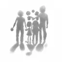 A Outline of a father and his two children holding hands, showcasing the importance of family tattoo design idea