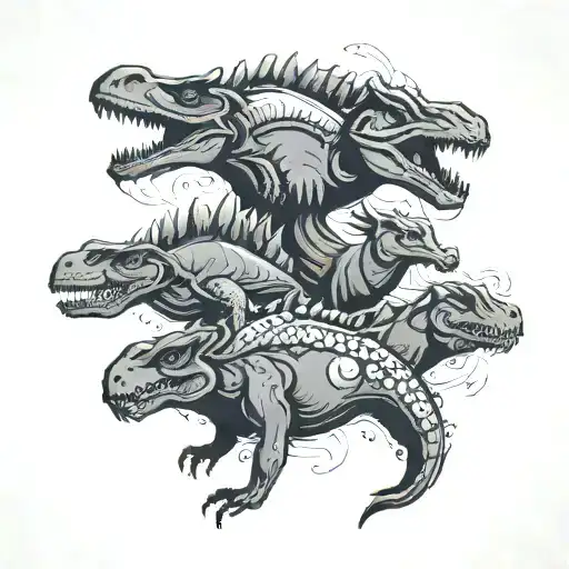 Tattoo Design Brief I would like to get a design for four small dinosaurs (could be heads only) to represent my four chi tattoo design idea