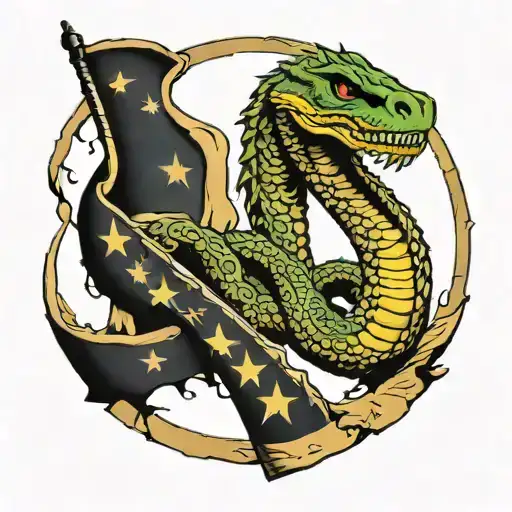 Gadsen flag torn open skin tattoo design idea