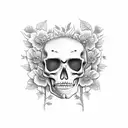 Dancing Skeleton with flowers growing out of its bones tattoo design idea
