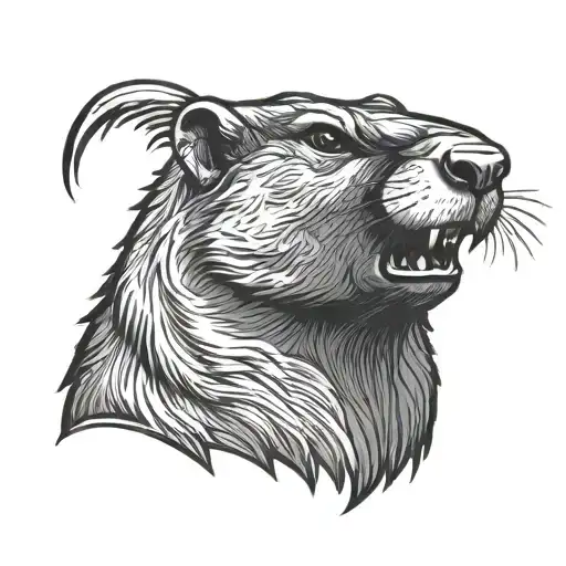 angry muscular groundhog tattoo design idea
