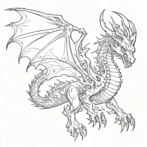 dragon with flames tattoo design idea