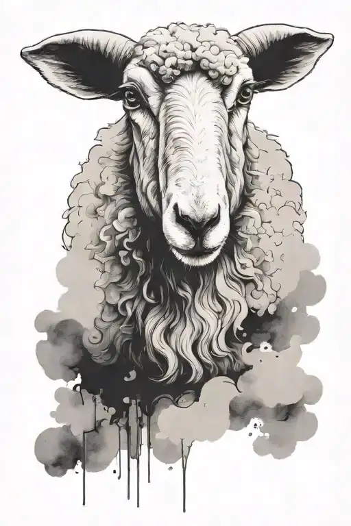 modern sheep tattoo design idea