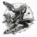 An abstract tattoo representing the fusion of Ben 10, Anakin Skywalker, and Jason Voorhees tattoo design idea