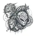 An abstract tattoo representing the fusion of Ben 10, Anakin Skywalker, and Jason Voorhees tattoo design idea