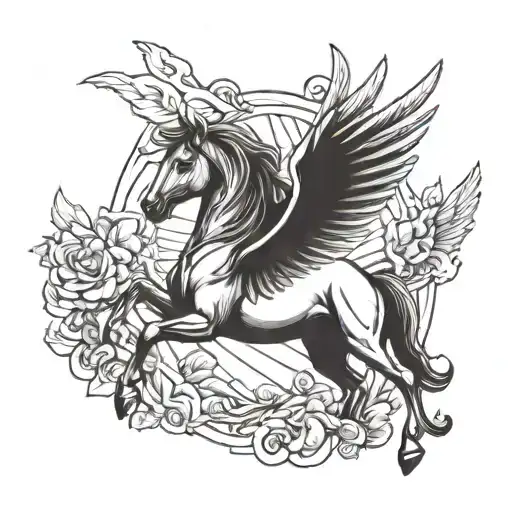 pegasus horse with wings tattoo design idea