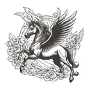pegasus horse with wings tattoo design idea