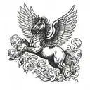 pegasus horse with wings tattoo design idea