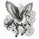 pegasus horse with wings tattoo design idea