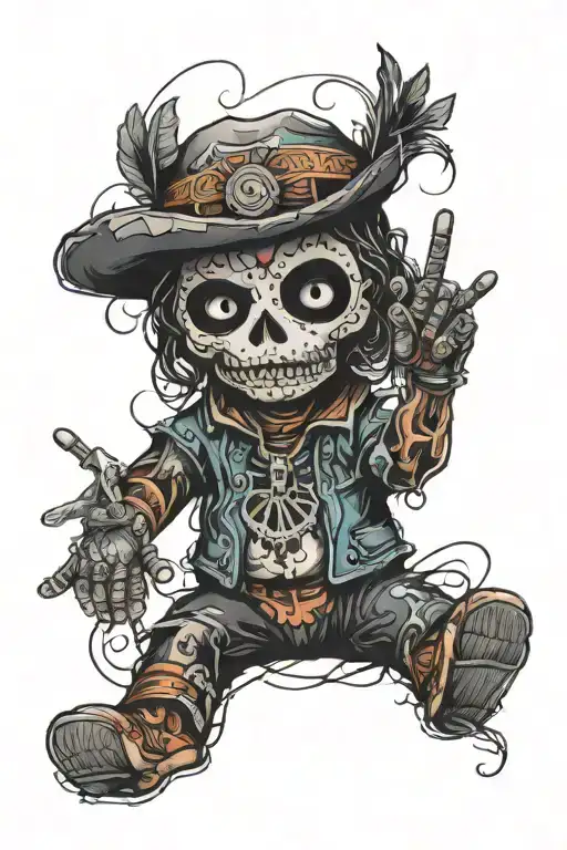psychedelic voodoo doll tattoo design idea