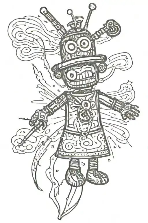 psychedelic voodoo doll tattoo design idea