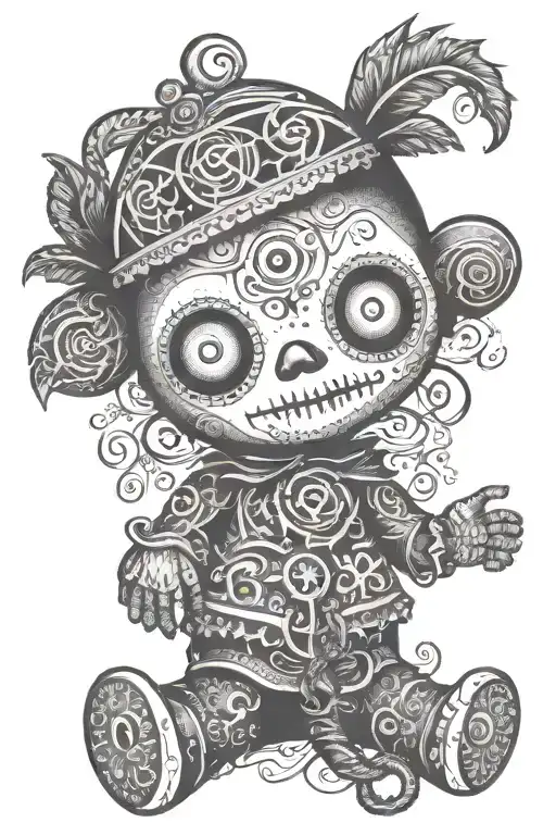 psychedelic voodoo doll tattoo design idea