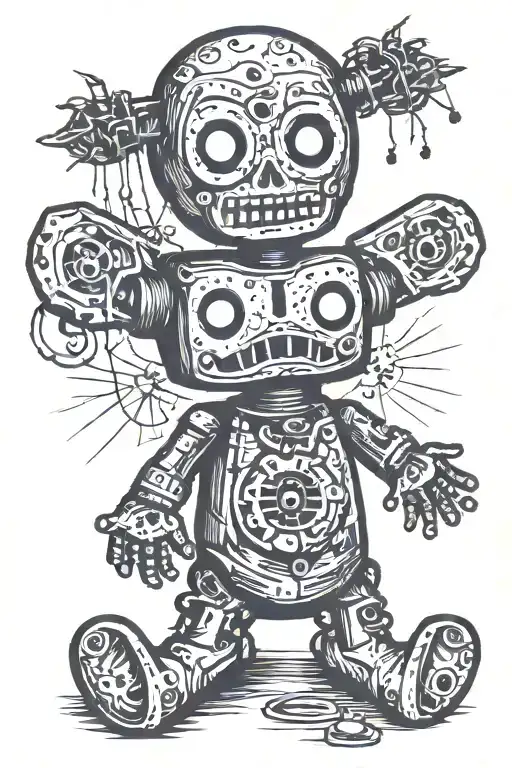 psychedelic voodoo doll tattoo design idea