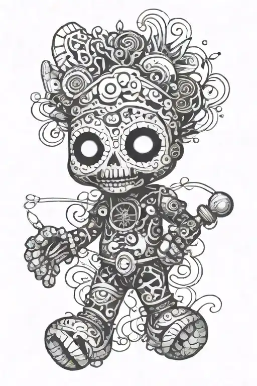 psychedelic voodoo doll tattoo design idea
